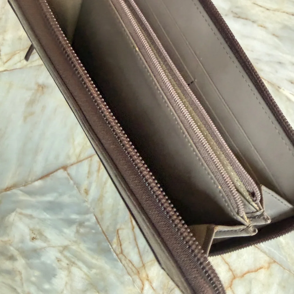Lodis Brown Distressed Leather Zip Around Continental Wallet Organizer